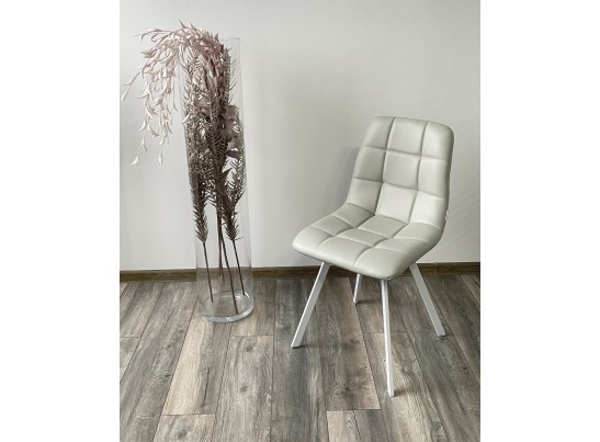 Стул CHILLI SQUARE HK017-03 светло-серый / белый каркас, PU в Каменске-Уральском