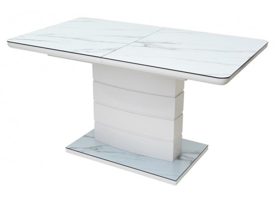 Стол ALTA 140 GREY-WHITE MARBLE/ WHITE глазурованное стекло в Каменске-Уральском