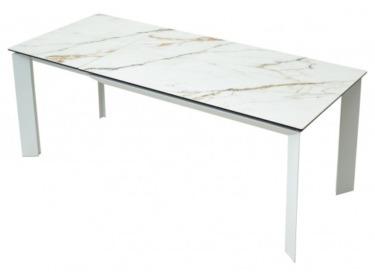 Стол CREMONA 180 KL-188 Контрастный мрамор матовый, итальянская керамика/ белый каркас, ®DISAUR в Каменске-Уральском
