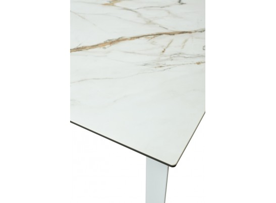 Стол CREMONA 180 KL-188 Контрастный мрамор матовый, итальянская керамика/ белый каркас, ®DISAUR в Каменске-Уральском