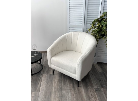 Кресло KALMAR NINI-01 Белый, teddy / черный каркас в Каменске-Уральском