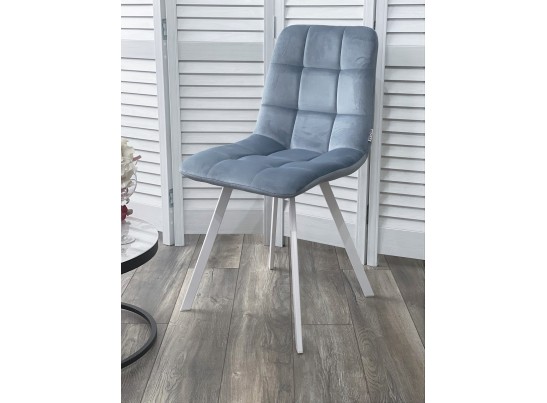 Стул CHILLI SQUARE G108-56 пудровый синий, велюр/ белый каркас в Каменске-Уральском