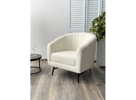 Кресло KALMAR NINI-01 Белый, teddy / черный каркас в Каменске-Уральском