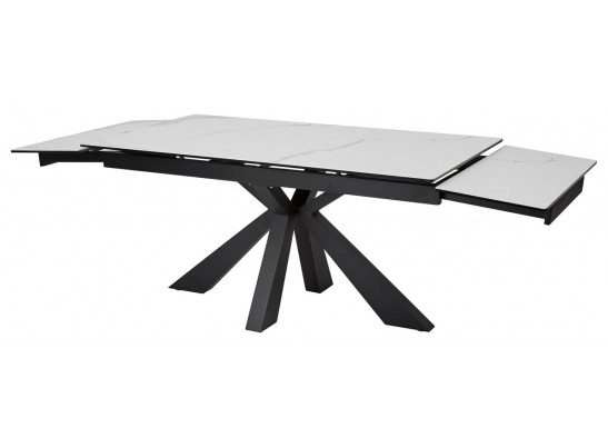 Стол ALEZIO 160 BIANCO TL-45 Белый мрамор матовый, испанская керамика/ черный каркас, ®DISAUR в Каменске-Уральском