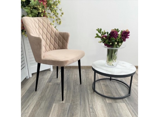 Стул HERMAN БЕЖЕВЫЙ #5, велюр / черный каркас в Каменске-Уральском