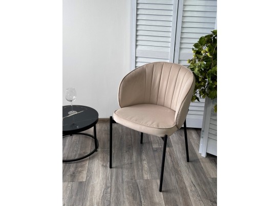 Стул ДЕНИ, цвет Velutto 05 Бежевый, велюр / черный каркас в Каменске-Уральском
