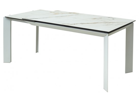 Стол CREMONA 180 KL-188 Контрастный мрамор матовый, итальянская керамика/ белый каркас, ®DISAUR в Каменске-Уральском