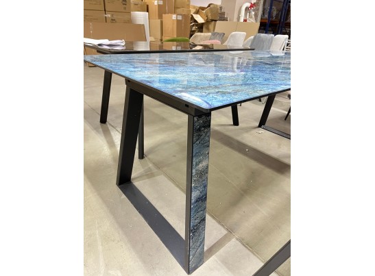 Стол Франк 180 АКВАМАРИН, стекло / АКВАМАРИН-ЧЕРНЫЙ в Каменске-Уральском