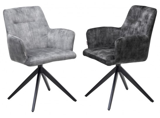 Стул DANTE 360 град. поворот. VT5001-3 античный серый, велюр без "пальчиковый"/ черный, DISAUR в Каменске-Уральском