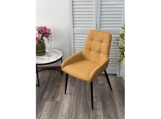 Стул CARACAS Barrel-48 Горчичный, ткань / черный каркас / Товарный знак DISAUR в Каменске-Уральском