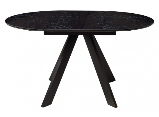 Стол БОНЖУР 100 ЧЕРНЫЙ МРАМОР, черная шагрень, стекло / ЧЕРНЫЙ каркас в Каменске-Уральском