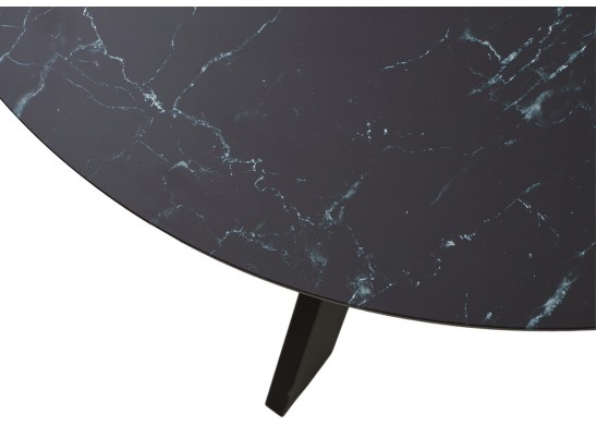 Стол БОНЖУР 100 ЧЕРНЫЙ МРАМОР, черная шагрень, стекло / ЧЕРНЫЙ каркас в Каменске-Уральском