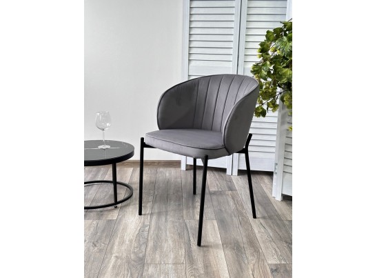 Стул ДЕНИ, цвет Velutto 32 Антрацитовый, велюр / черный каркас в Каменске-Уральском