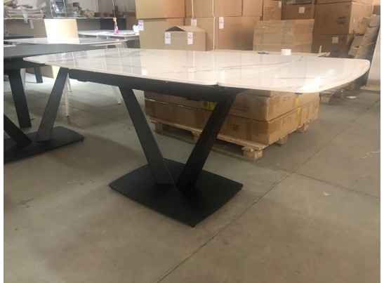 Стол ALATRI 120 GLOSS STATUARIO WHITE SINTERED STONE / BLACK в Каменске-Уральском