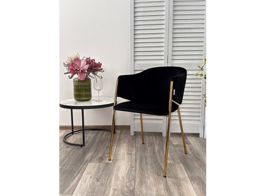 Стул DILL MOMO-47 черный, велюр "беспальчиковый"/ золотой каркас в Каменске-Уральском