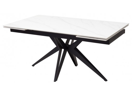 Стол FORIO 160 MATT WHITE MARBLE SOLID CERAMIC / BLACK, ®DISAUR в Каменске-Уральском