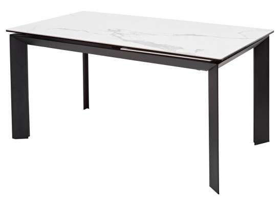 Стол CREMONA 140 HIGH GLOSS STATUARIO Белый мрамор глянцевый, керамика/ черный каркас, ®DISAUR в Каменске-Уральском