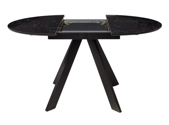 Стол БОНЖУР 100 ЧЕРНЫЙ МРАМОР, черная шагрень, стекло / ЧЕРНЫЙ каркас в Каменске-Уральском