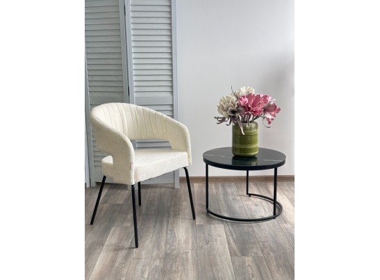 Стул SNUG 3018-01 белый, шенилл / черный каркас, ®DISAUR в Каменске-Уральском