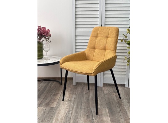 Стул CARACAS Barrel-48 Горчичный, ткань / черный каркас / Товарный знак DISAUR в Каменске-Уральском