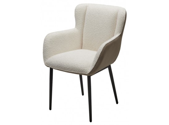 Стул VOLCANO Белый Wales-101, ткань / светло-бежевый Maison 09, экокожа/ черный каркас, DISAUR в Каменске-Уральском