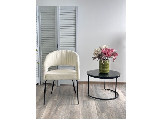 Стул SNUG 3018-01 белый, шенилл / черный каркас, ®DISAUR в Каменске-Уральском