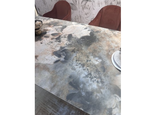 Стол ALONSO 200 TL-137 матовый, итальянская керамика/медный брашированный каркас, ®DISAUR в Каменске-Уральском