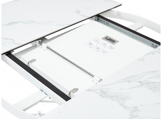 Стол TRENTO 120 HIGH GLOSS STATUARIO Белый мрамор глянцевый, керамика/ белый каркас, ®DISAUR в Каменске-Уральском