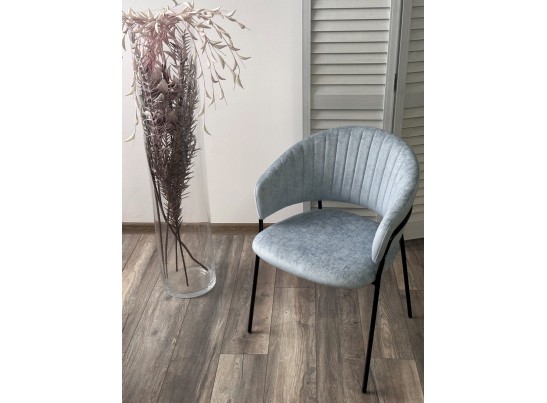 Стул ГЕММА, цвет RAIN 13 blue, велюр / черный каркас в Каменске-Уральском