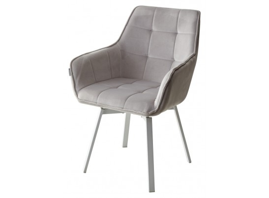 Стул MAVERICK 360 град. поворот. BLUVEL-03 LIGHT GREY, велюр/ белый каркас, в Каменске-Уральском