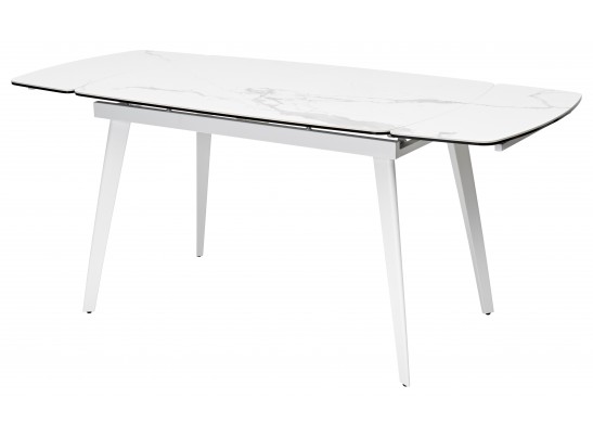 Стол ELIOT 120 HIGH GLOSS STATUARIO Белый мрамор глянцевый, керамика/ белый каркас в Каменске-Уральском