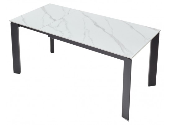 Стол CORNER 120 MATT WHITE MARBLE SOLID CERAMIC / BLACK, ®DISAUR в Каменске-Уральском
