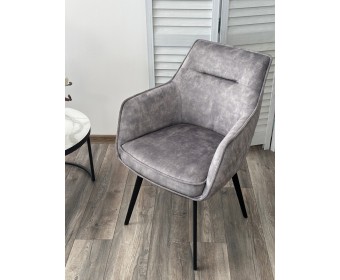 Стул RENLY 180 град. поворот. 7525-180 Серый, велюр / Черный, ®DISAUR