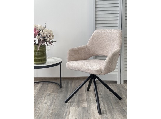 Стул NURI 180 град. поворот. 3018-10 бежевый, шенилл/ черный каркас, ®DISAUR в Каменске-Уральском