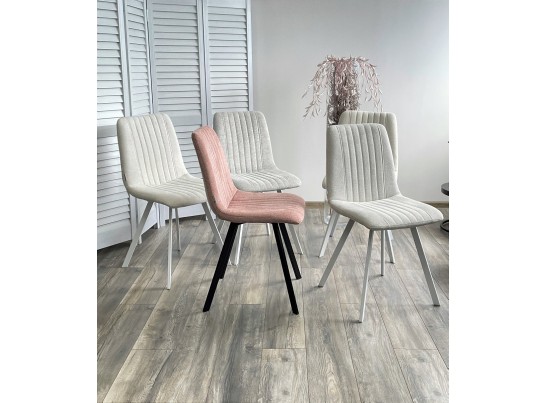 Стул ELVIS WZ2042-02 светло-бежевый фактурный велюр / белый каркас в Каменске-Уральском