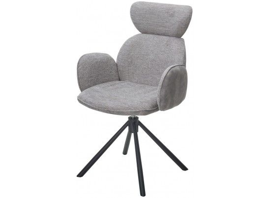 Стул VARDY 360 град.поворот. Brego-07 Серый, ткань/ 7525-180 Серый, велюр/Черный, ®DISAUR