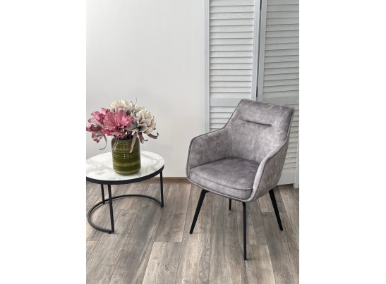 Стул RENLY 180 град. поворот. 7525-180 Серый, велюр / Черный, ®DISAUR