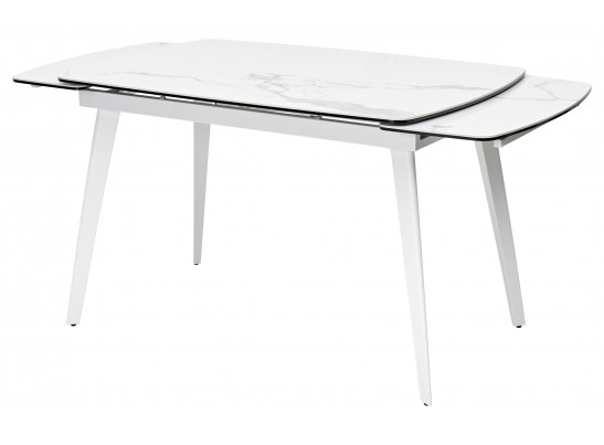 Стол ELIOT 120 HIGH GLOSS STATUARIO Белый мрамор глянцевый, керамика/ белый каркас в Каменске-Уральском