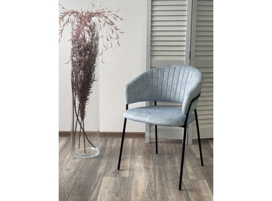 Стул ГЕММА, цвет RAIN 13 blue, велюр / черный каркас в Каменске-Уральском