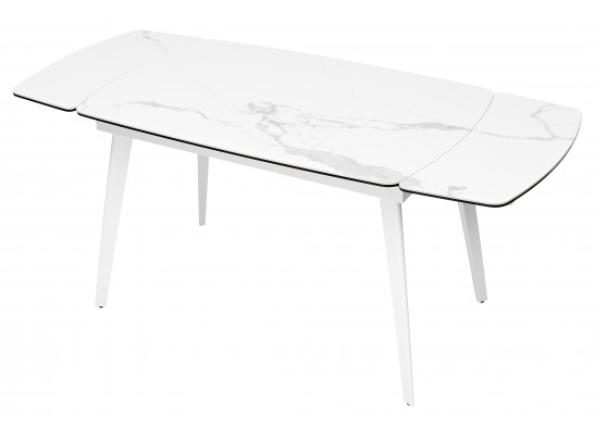 Стол ELIOT 120 HIGH GLOSS STATUARIO Белый мрамор глянцевый, керамика/ белый каркас в Каменске-Уральском