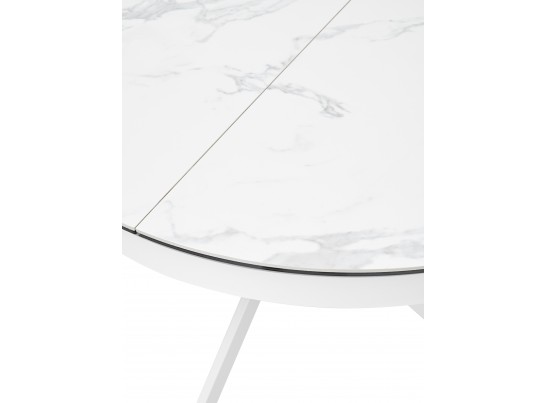 Стол TRENTO 120 HIGH GLOSS STATUARIO Белый мрамор глянцевый, керамика/ белый каркас, ®DISAUR в Каменске-Уральском
