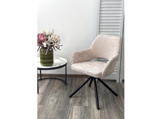 Стул NURI 180 град. поворот. 3018-10 бежевый, шенилл/ черный каркас, ®DISAUR в Каменске-Уральском