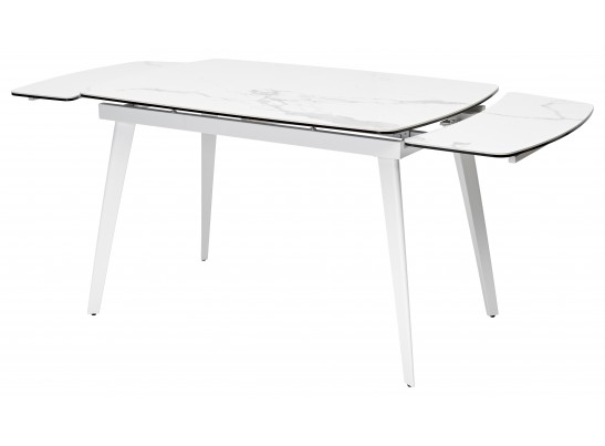 Стол ELIOT 120 HIGH GLOSS STATUARIO Белый мрамор глянцевый, керамика/ белый каркас в Каменске-Уральском