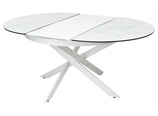 Стол TRENTO 120 HIGH GLOSS STATUARIO Белый мрамор глянцевый, керамика/ белый каркас, ®DISAUR в Каменске-Уральском