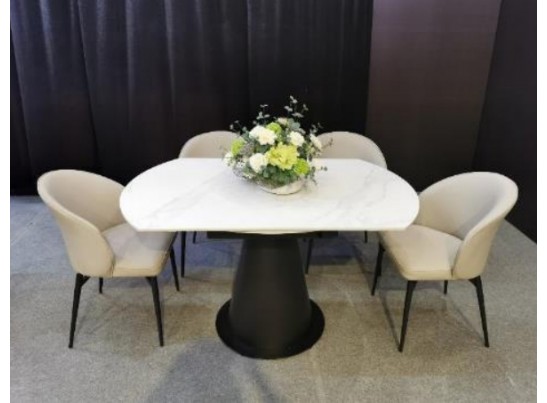 Стол TERAMO 135 GLOSS GRAND JADE SOLID CERAMIC, керамика, поворотн.механизм / Черный каркас, ®DISAUR в Каменске-Уральском