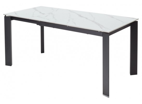 Стол CORNER 120 MATT WHITE MARBLE SOLID CERAMIC / BLACK, ®DISAUR в Каменске-Уральском
