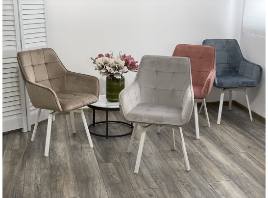 Стул MAVERICK 360 град. поворот. BLUVEL-03 LIGHT GREY, велюр/ белый каркас, в Каменске-Уральском