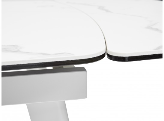 Стол ELIOT 120 HIGH GLOSS STATUARIO Белый мрамор глянцевый, керамика/ белый каркас в Каменске-Уральском