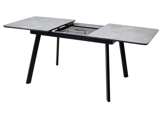 Стол АРУБА 140 Серый мрамор СКОРПИО , стекло / черный каркас в Каменске-Уральском