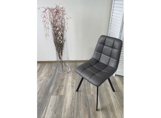 Стул CHILLI SQUARE HK017-11 темно-серый, PU/ черный каркас в Каменске-Уральском